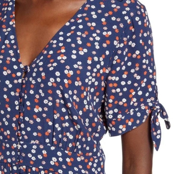 Madewell Navy Floral Button Front Dress Fit & Flare Cottagecore Size 2 Like New - Picture 2 of 10
